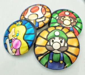 metallic fan art buttons